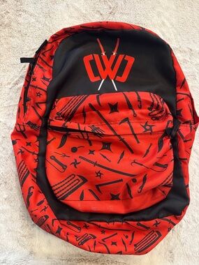 Red Graphic Kids Backpack with Black Accents